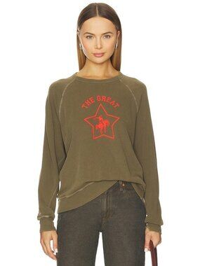 The Great The College Sweatshirt With Rodeo Star Graphic in Dark Army